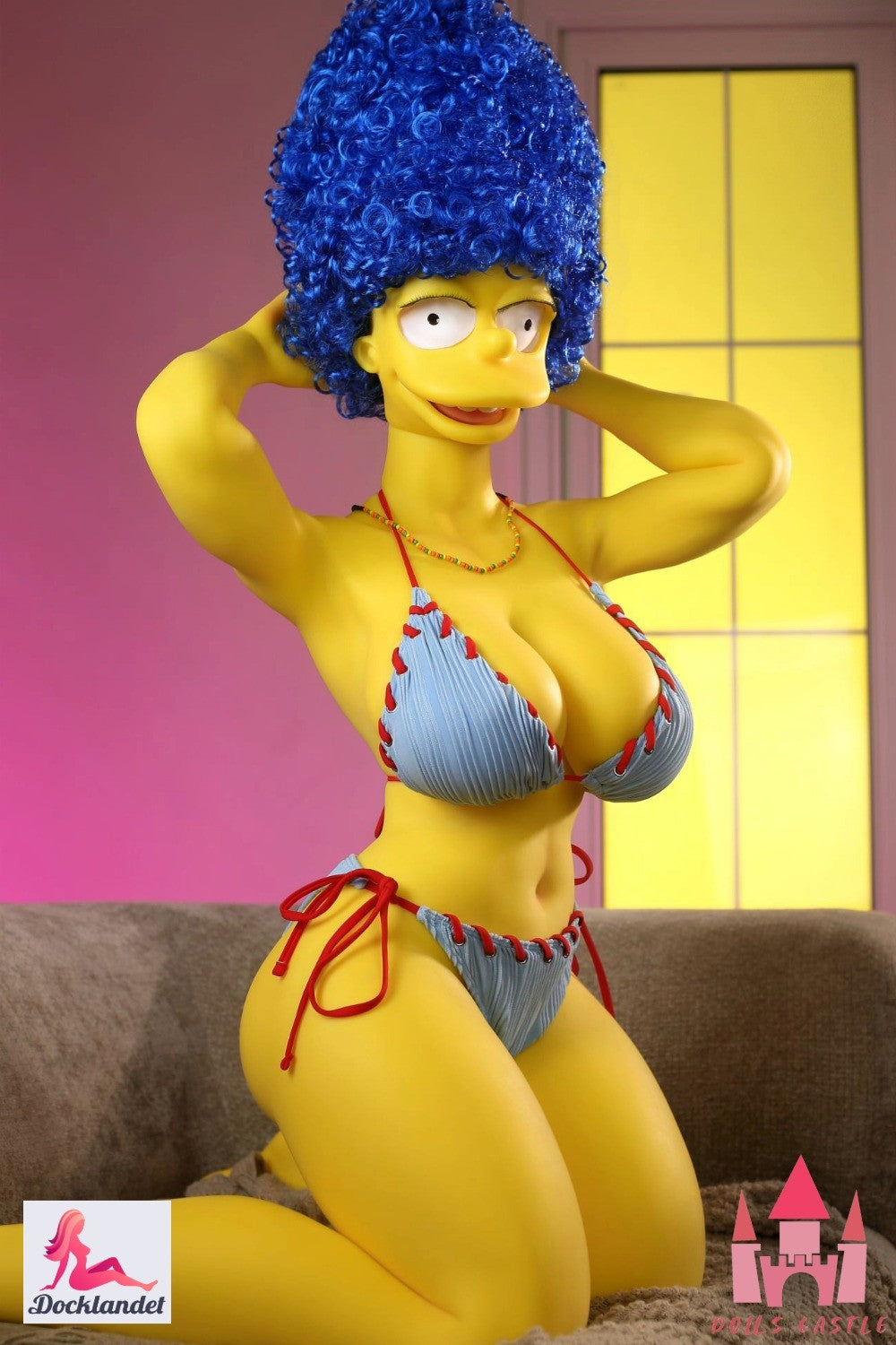 A colorful and humorous cosplay sex doll inspired by Marge Simpson, with yellow skin, blue hair and a curvy feminine body. The design captures the classic Simpson cartoon style in a more adult and imaginative interpretation, created for collectors and enthusiasts looking for something considerably more unusual than a traditional realistic doll. The Simpsons Marge sex doll is suitable as both a cosplay doll for display, fantasy sex doll and collector's item for fans of cartoon pop culture. Dolls Caslte #SZ12