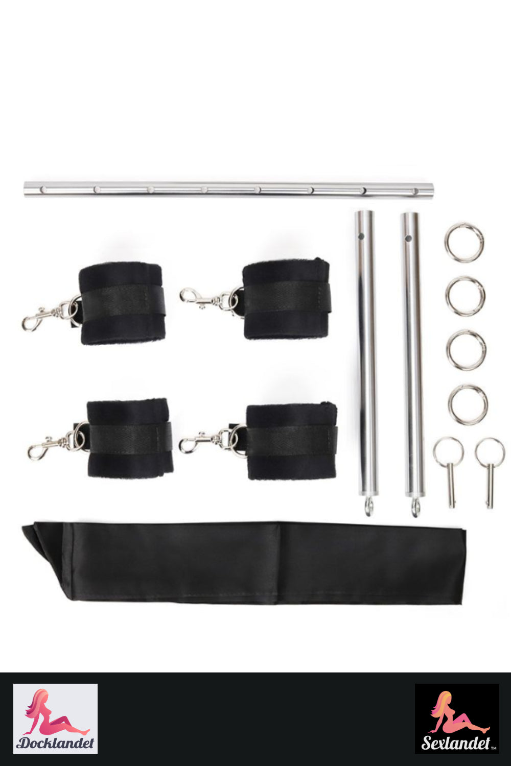 BDSM Six Sets of Handcuffs, Footcuffs & Metal Frame - Adjustable Bondage Kit for Couples