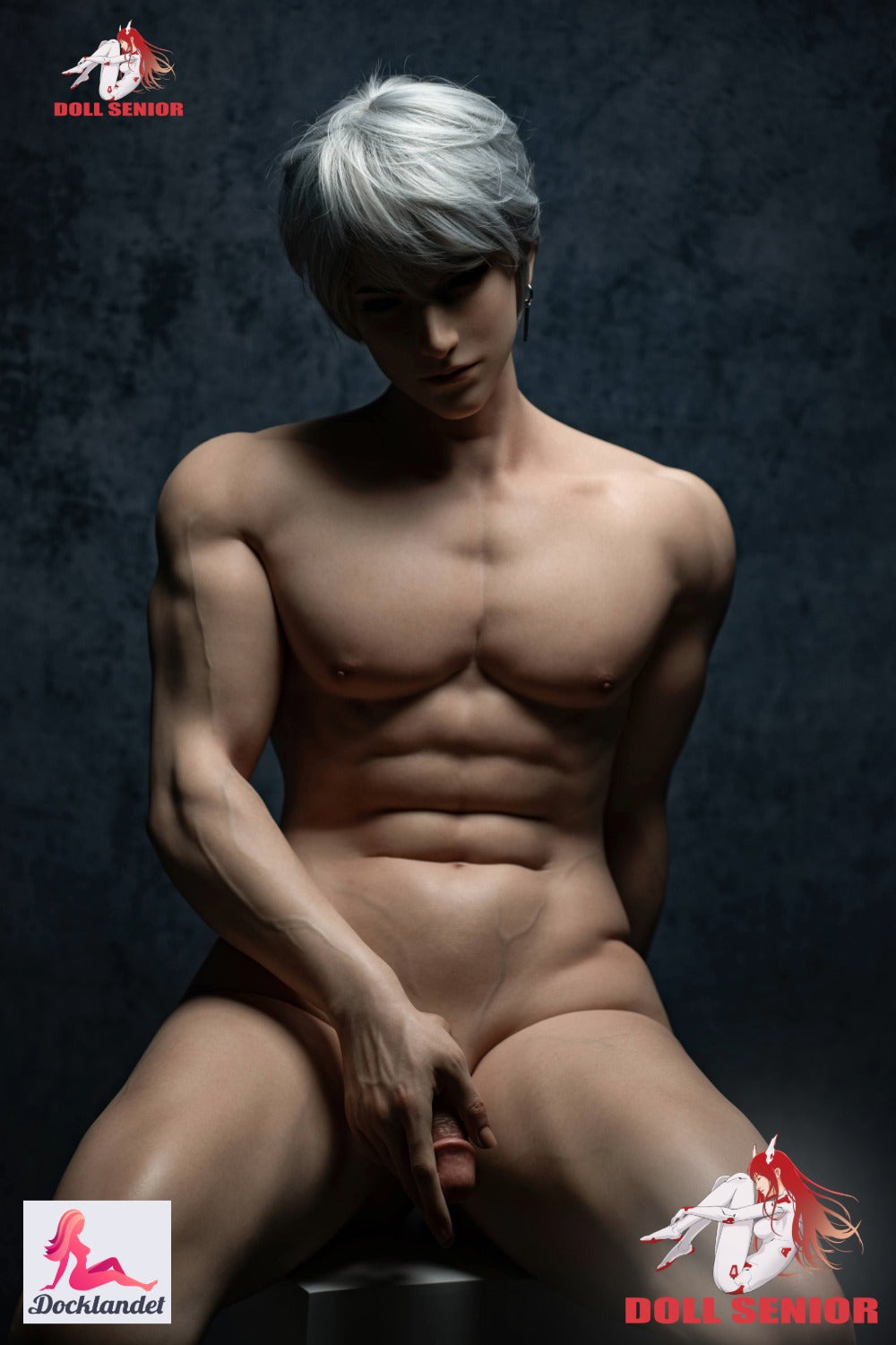 Baijin is an exclusive male sex doll from the Doll Senior brand. A really tall male sex doll of 185 cm with a rough muscular body and a masculine appearance with slightly androgynous features. This is an ultra-realistic male sex doll made entirely of silicone and with extra detailed molded skin, so-called "real skin texture" (RST).
